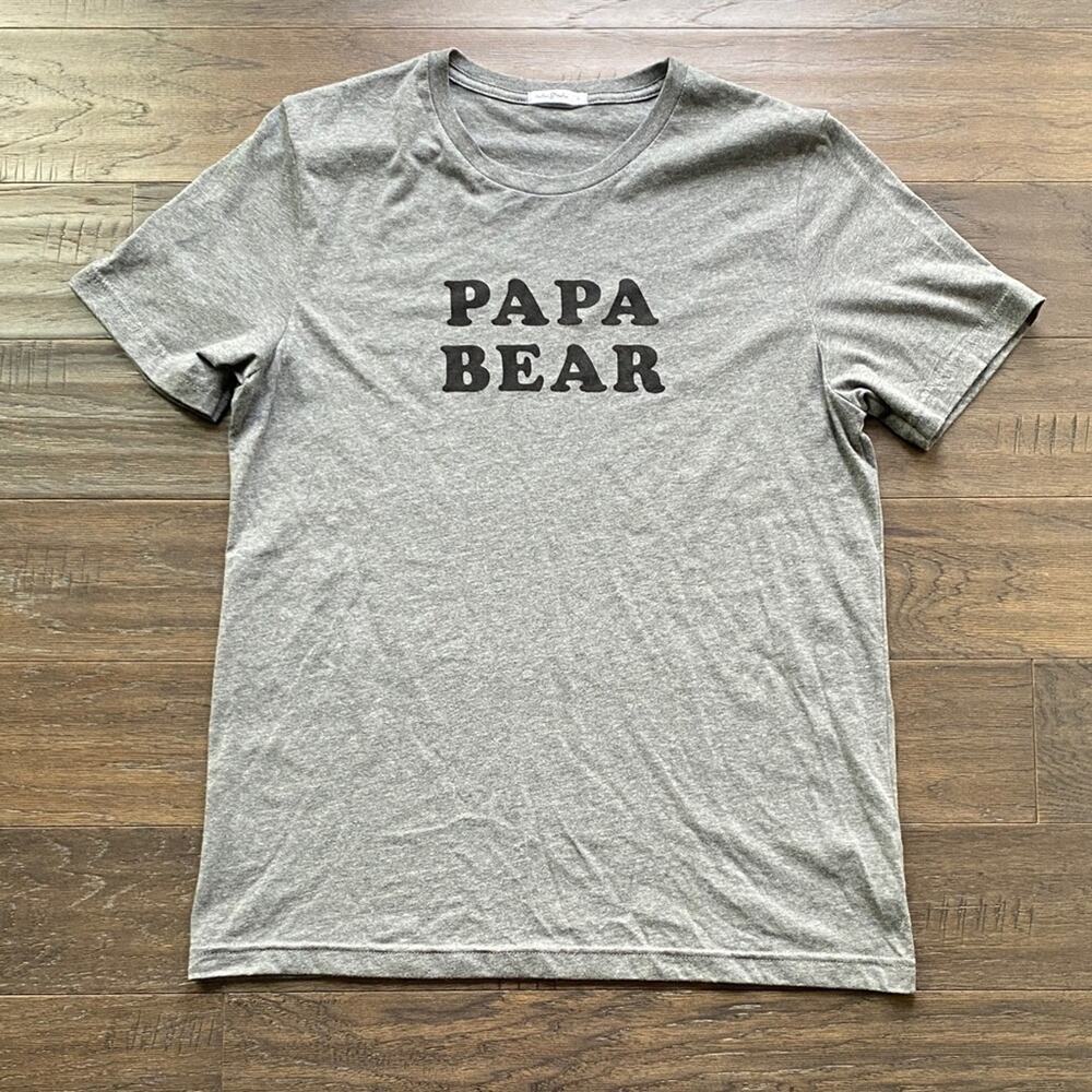 The Bee & The Fox Papa Bear T-Shirt Mens Sz Large Grey Fathers Day Short Sleeve